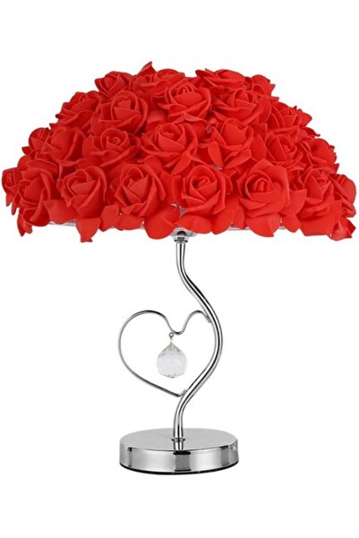 FEND Modern Colorful Rose LED Table Lamp Loving Heart Desk Light Bedroom Lighting Decor Red