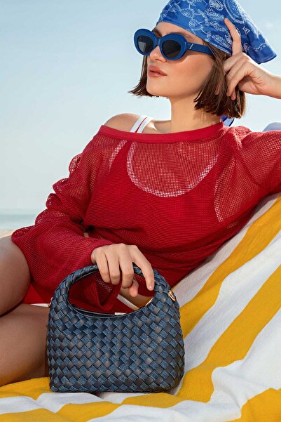 Derimod Kadın Mavi Uzun Askılı Örgülü Mini Kol Çantası 25SBD262129