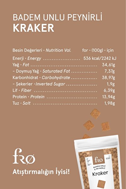 FRO 2 Pack Almond Flour Cheese Cracker Gluten-Free Hearty Healthy Additive-Free Snack