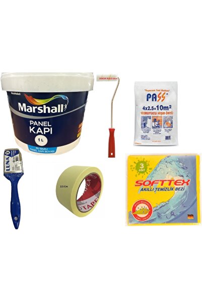 Marshall Su Bazlı Amerikan Panel Kapı Boyası 1 Lt - ( Renk: LOKUM) 6 Parça SET