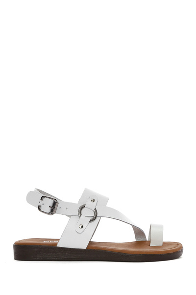 Derimod Дамски бели сандали от естествена кожа с ремъци Bodrum 25SFD331218