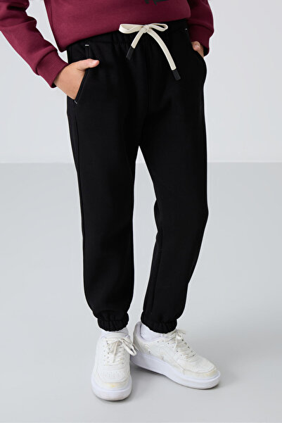 TOMMY LIFE Standart Fit Basic 2li Paket Siyah-Bej Erkek Çocuk Eşofman Alt - 11225