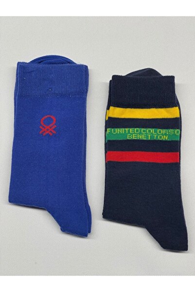 United Colors of Benetton Bnt-m24014 Benetton Ανδρικές διπλές κάλτσες 71277 Λευκό-σκούρο μπλε