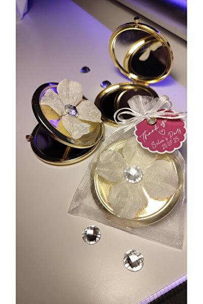 glaminkworld Gelin & Nedime Hediyeliği | Çiçek Ve Taş Detaylı Lüks Ayna