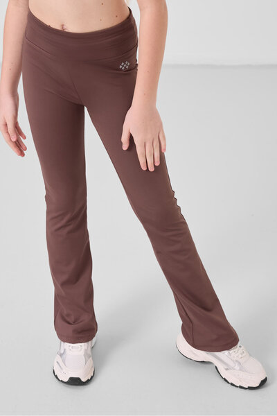 TOMMY LIFE Коричневі еластичні стандартні легінси Basic Performans з іспанськими штанинами для дівчаток - 75193