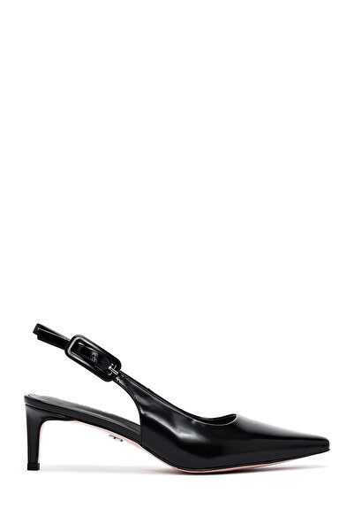 Derimod حذاء جلدي أسود مفتوح من الخلف بكعب رفيع للنساء 25SFD494222