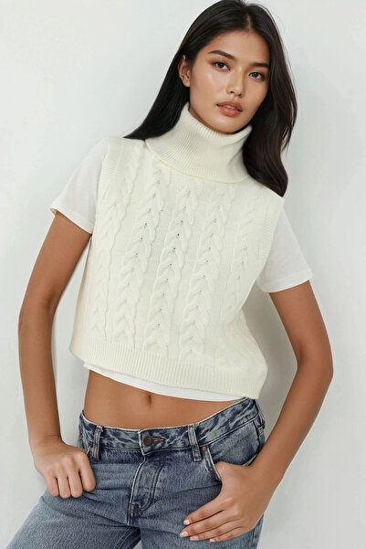 Hiccup Πλεκτό πουλόβερ με ψηλό γιακά με μοτίβο πλεξούδας