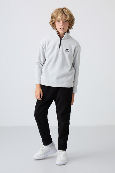 TOMMY LIFE Standart Fit 2li Paket Çam Yeşili-Taş Erkek Çocuk Polar Sweatshirt - 11221
