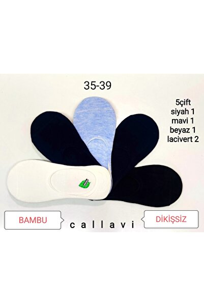 CALLAVI Babet Çorabı Dikişsiz Slikonlu 5 Çift