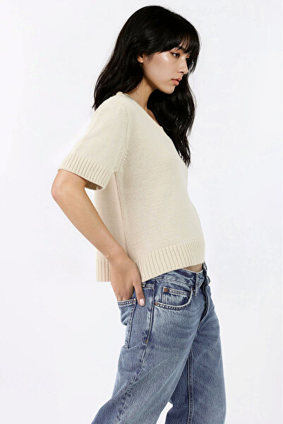 Hiccup Pulover tricot cu mâneci scurte cu decolteu în V