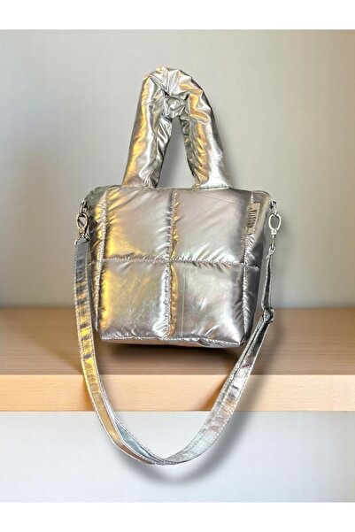 Nuggita حقيبة نسائية Nuggıta رمادي معدني لامع - Piccolo Quadrato - حقيبة منتف...