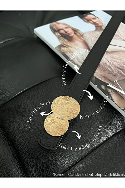 Fiori Yuvarlak Gold Toka Kadın Kemeri, Pantolon Kemeri, Ceket Kemeri, Elbise ...