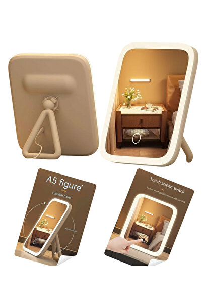 Fstyle Portable Foldable LED Makeup Mirror - 3-Color Lighting with Touch Control, Fast USB Charging, Rotatable