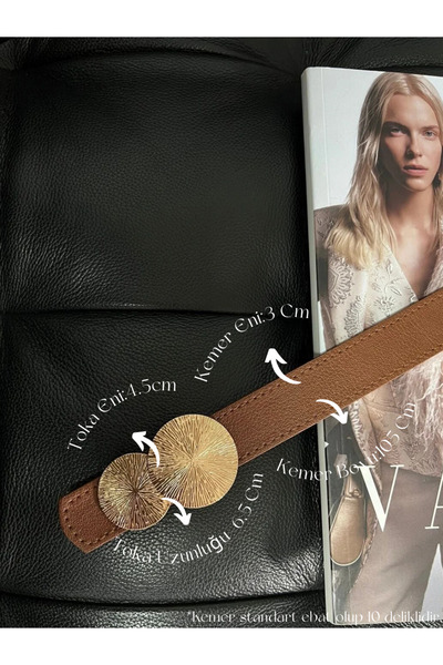 Fiori Yuvarlak Gold Toka Kadın Kemeri, Pantolon Kemeri, Ceket Kemeri, Elbise ...