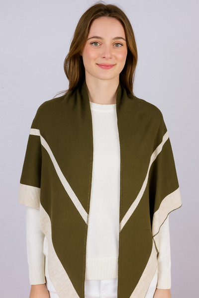 Sebir Moda شال تريكو مثلث مخطط بلونين