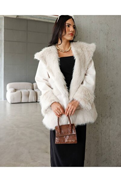 EsSo butik New Season Shawl Collar Fox Fabric Premium Lolita Fur Garnished Coat