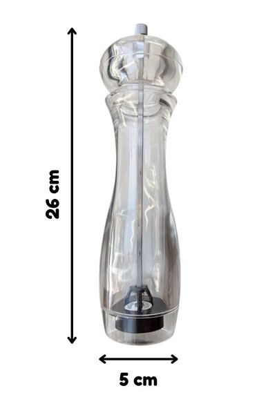 Atlas Mutfak Acrylic Spice Grinder Large Size 26 cm 2 Pieces Salt Pepper Mill Grinder