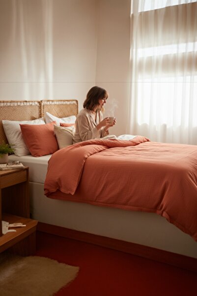 Cottonest Set cuvertură de pilota de muselină Husă de pilota dublă 2 perne