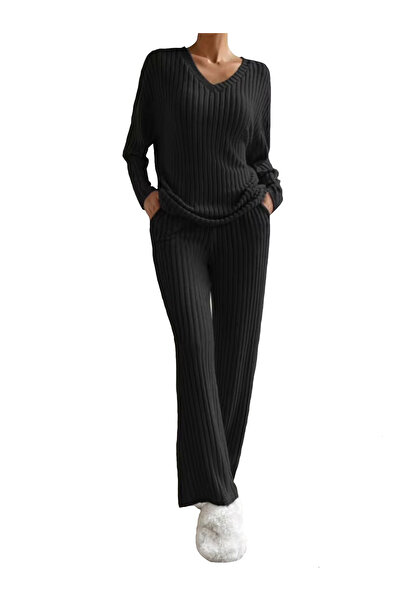 SOLOBUY Women's pyjama set, Soft and Comfy, Color Blue, Long Sleeve, Pants