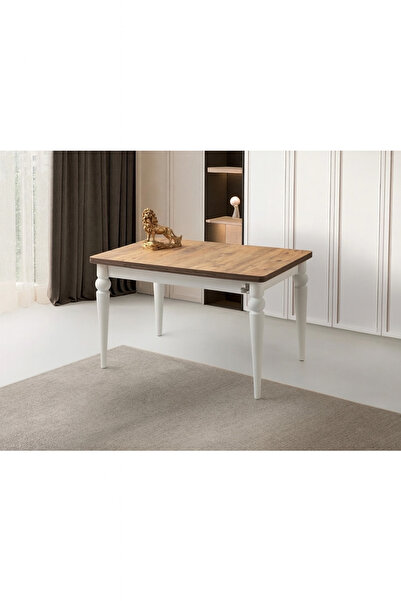 Evistro Yandan Açılır Büyüyen Yemek Masası Meşe-Beyaz 80x120cm SADECE MASA FİYATIDIR
