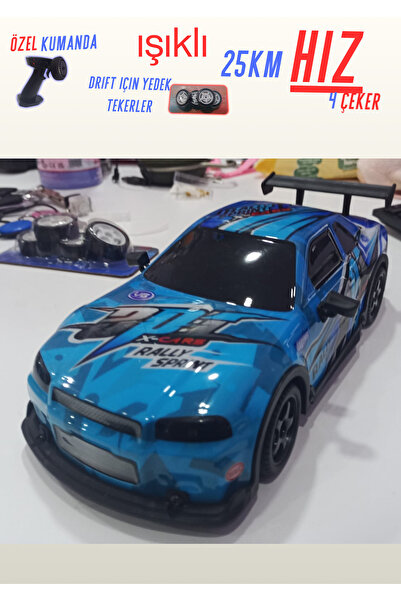 Boratila Toys 25Km Hız 1:18Ölçek 1.200Mah Şarjlı 2.4 Ghz Özel Kumandalı 4 çeker Full Fonksiyon Işıklı Drift Araba