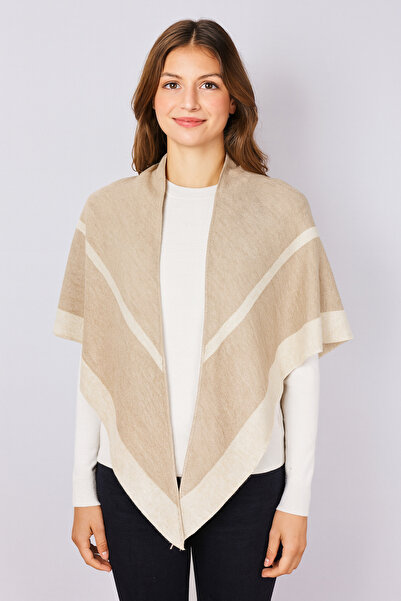 Sebir Moda شال تريكو مثلث مخطط بلونين