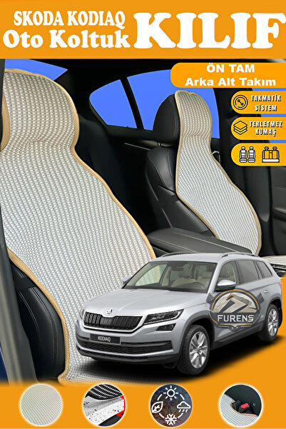 STS Oto Aksesuar غطاء مقعد سيارة من القماش المنسوج متوافق مع سكودا كودياك، سل...