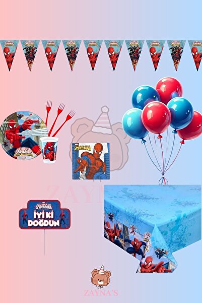 Zayna's Örümcek Adam Erkek Çocuk Konseptli Doğum Günü Parti Seti Malzemeleri ...