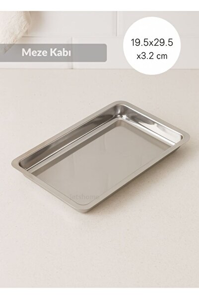 Jet's Home 430 Kalite Paslanmaz Çelik Meze Küveti 19.5x29.5x3.2 cm Meze Tabağı