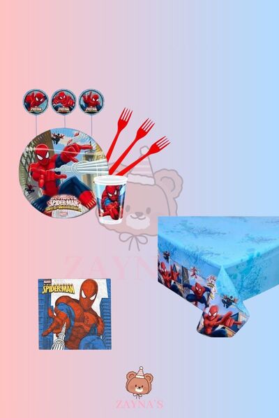 Evabrite مجموعة حفلات عيد ميلاد سبايدر مان لـ 32 شخصًا - زينة حفلات سبايدر ما...