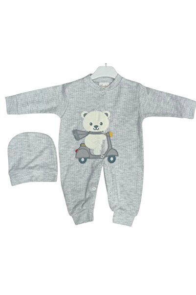 GİRL EMELY Baby Romper with Hat 100% Cotton Bear Embroidered Reported to Be Solid Color