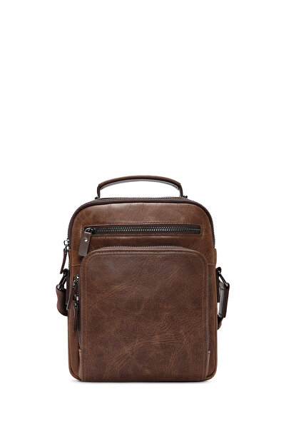 Derimod Men's Brown Crossbody Leather Bag - 22wbd 350318