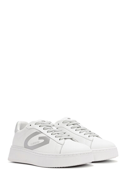 ALBERTO GUARDIANI Women's White New Era Lace-Up Leather Sneaker G03G100028