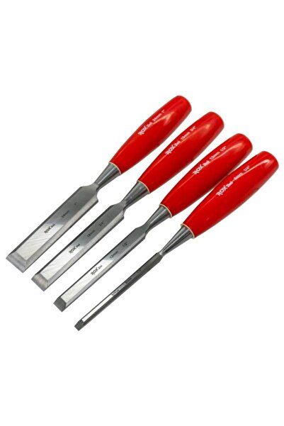 Rox Wood 0184 Ahşap Oyma, Düz Uçlu Iskarpela Takımı 4 Parça