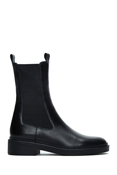 Derimod Black Leather Women's Chelsea Boots - 24WFD 160618
