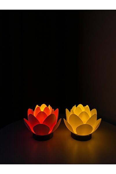 Vemia Dekor İkili Lotus Çiçeği Set Dekoratif Led Mum, Meditasyon, Ortam Ambiy...