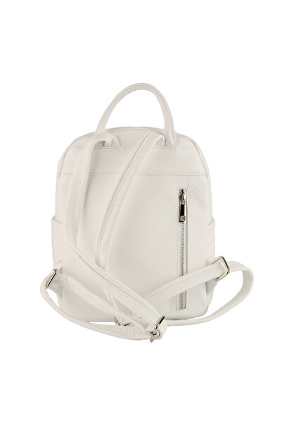 AZZURA Rucsac Joplin, din piele 100% naturală alb