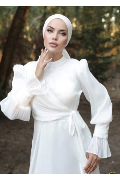 GÜZELLER Jan Jan Kumaş Yandan Bağlamalı Nikah Nişan Söz İsteme Özel Gün Abiyesi Elbisesi