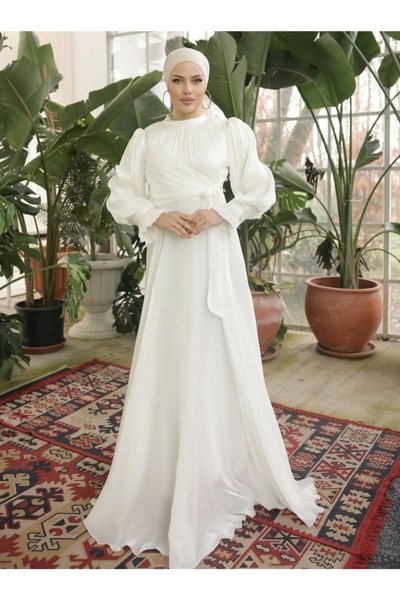 GÜZELLER Jan Jan Kumaş Yandan Bağlamalı Nikah Nişan Söz İsteme Özel Gün Abiyesi Elbisesi