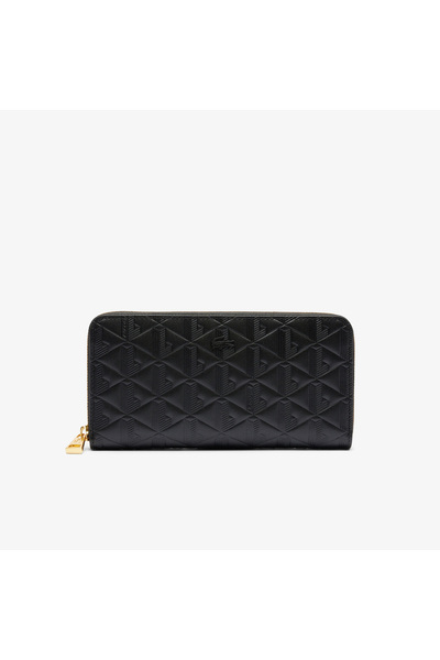 Lacoste Maheki Kadın Monogram Deri Siyah Cüzdan