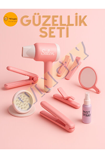 Wingzy Kız Çocuk Kuaför Oyuncak Seti, Sesli ve Işıklı Fön Makinesi ve Aksesua...