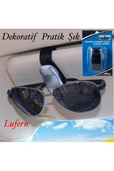 Lufern Araba Gözlük Tutacağı Klips Güneş Gözlüğü Tutucu Mandallı Araç İçi Siyah Kartvizitlik Düşmez Kaymaz