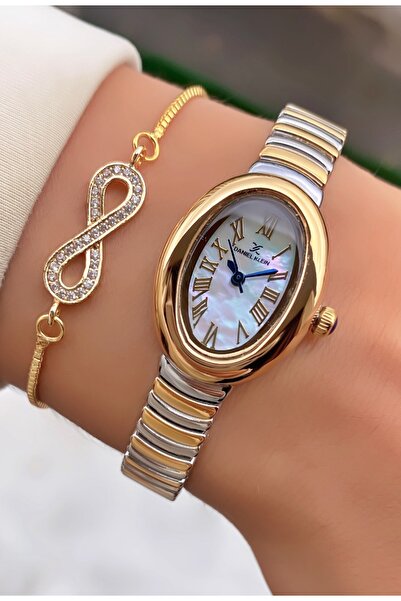 Daniel Klein Sarı Gümüş Renk Küçük Kasa 2 Yıl Garantili Kadın Kol Saati - Bileklik Hediyeli