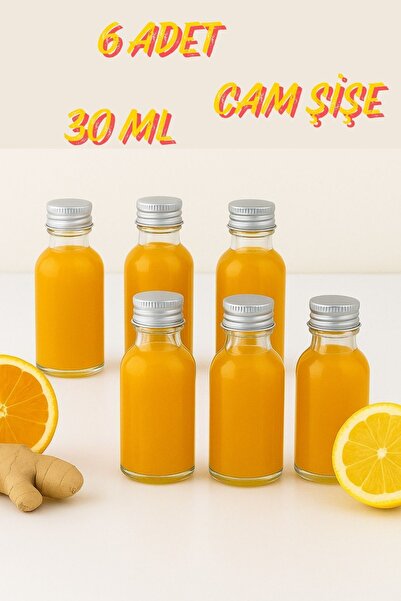 Tanemce 6 Adet Şeffaf Cam Shot Şişesi Sızdırmaz Gümüş Metal Kapaklı Kolonya K...