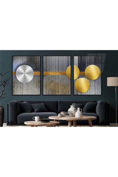 seninürünün Set de 3 picturi pe sticlă tematice de artă cu imprimare pe sticlă cu cadru din aluminiu 0078