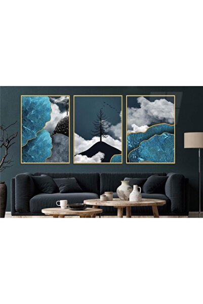 seninürünün Set de 3 picturi pe sticlă tematice de artă cu imprimare pe sticlă cu cadru din aluminiu 0070