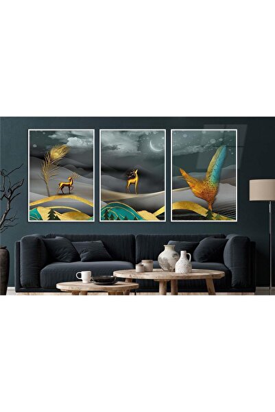 seninürünün Σετ 3 τεμαχίων με θέμα την τέχνη της εκτύπωσης σε πραγματικό γυαλ...