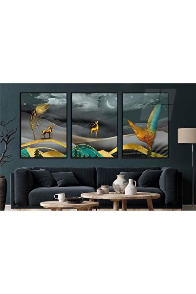 seninürünün Σετ 3 τεμαχίων με θέμα την τέχνη της εκτύπωσης σε πραγματικό γυαλ...