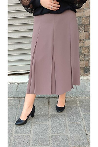 Butik Intermediate Size Flares Lined Portoriko Fabric Flared Mother Skirt Urum Length 82 cm