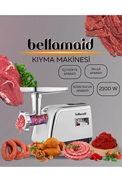 bellamaid 2100W Paslanmaz Çelik Elektrikli Et Kıyma Makinesi – Güçlü Motor, Sessiz Çalışma